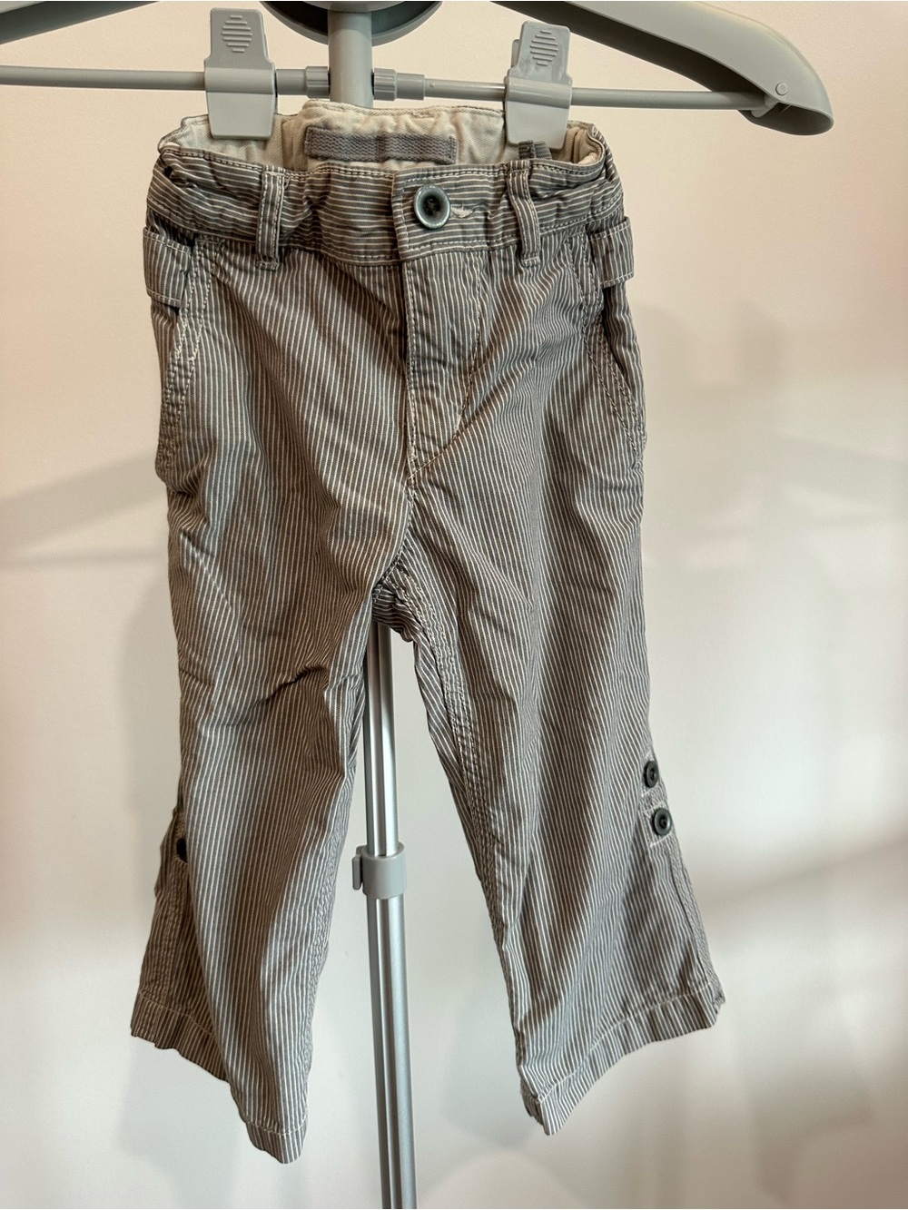 GAP Baby Striped Toddler Shorts in Taupe and White